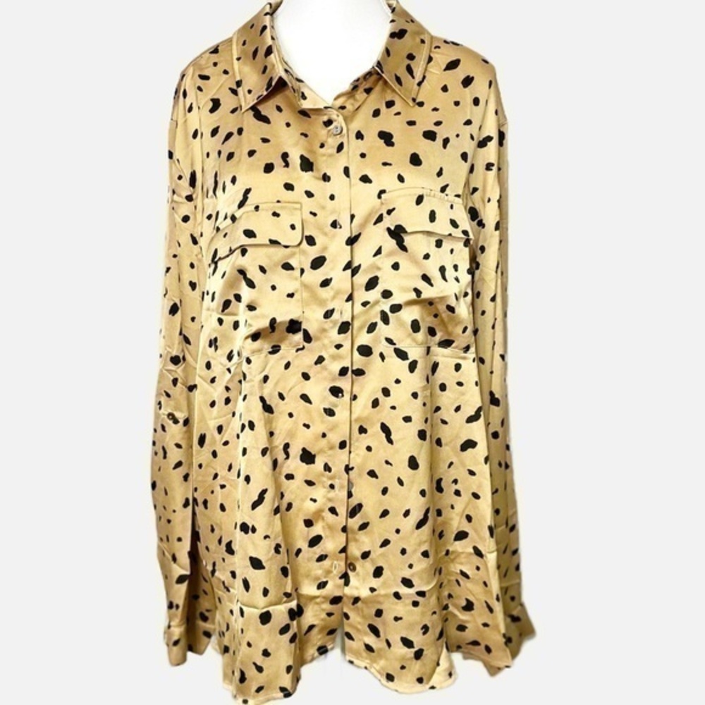 Entro Black & Golden Spotted Button-Up Blouse